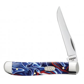 Нож перочинный zippo patriotic kirinite smooth mini trapper, 89 мм, синий 