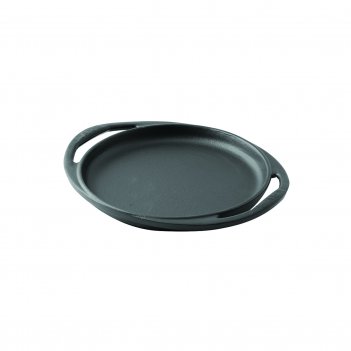 Frying / grill pan, round, integral metal handles. color:black. diameter()
