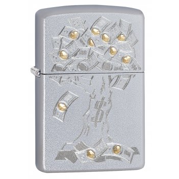  zippo money tree design   satin chrome, /, 