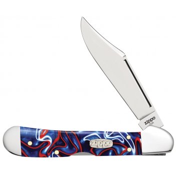 Нож перочинный zippo patriotic kirinite smooth mini copperlock, 92 мм, син