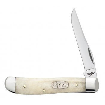 Нож перочинный zippo smooth natural bone mini trapper, 89 мм, цвет слоново