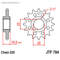   jtf704-17, f704-17, jt sprockets,  525, 17 