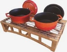 Double wooden chafer chafing dish.  40x70cm. with stainless steel grating.