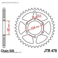  , jt sprockets r478-46,  520, 46 