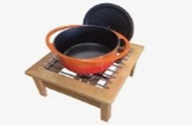 Single wooden chafer chafing dish.  36x38cm. with stainless steel grating.
