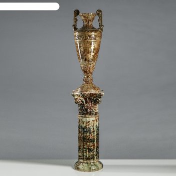 Ваза напольная диана на колонне, под малахит, коричневый, 157 см
