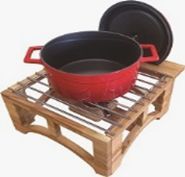 Single wooden chafer chafing dish.  40x33cm. with stainless steel grating.