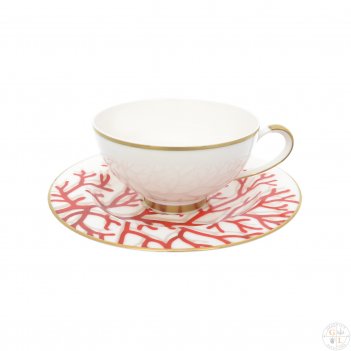    falkenporzellan corallo red gold (6 )